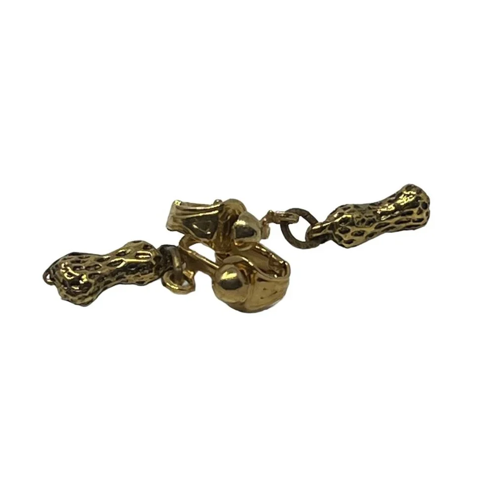 Vintage Peanut Clip On Earrings‎ Gold Tone Dangle Drop